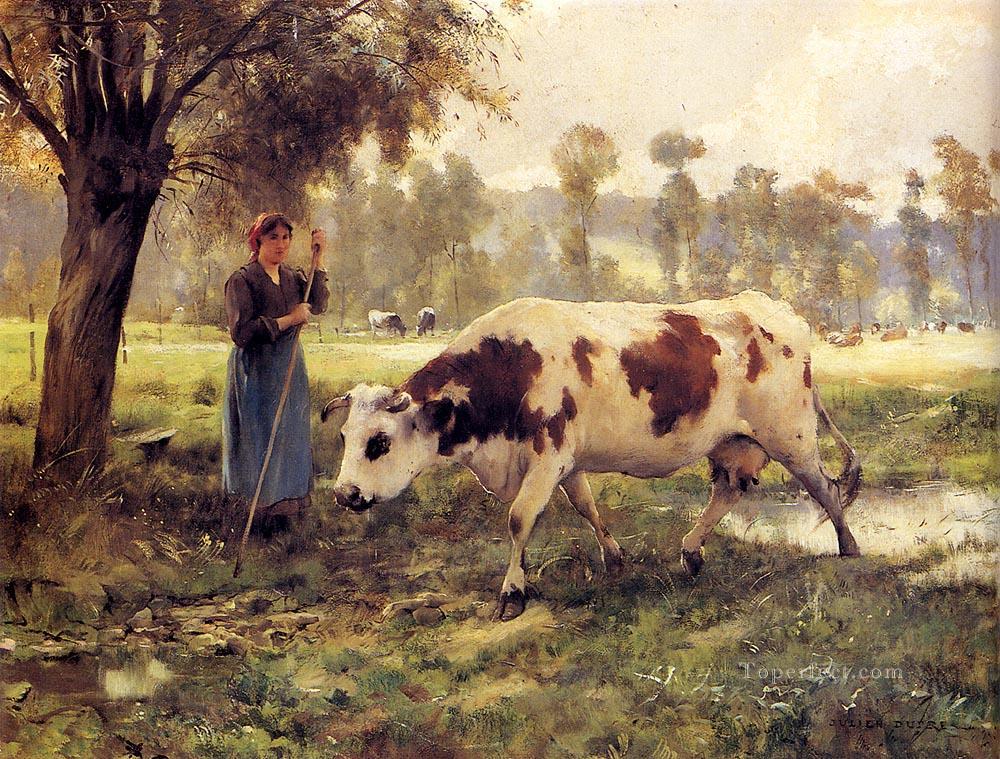 牧草地の牛 農場の生活 リアリズム ジュリアン・デュプレ油絵